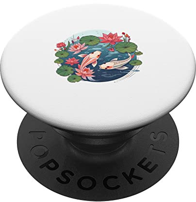 Cultural Euphoria Koi-Fisch und Lotusblume PopSockets mit austauschbarem PopGrip