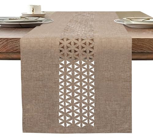 BAZIOE Linen Table Runner - Beige Modern Washable for Dining Table Decoration 35x183cm
