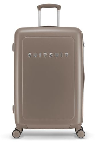 SUITSUIT Koffer Groß 76 cm - Hartschalen Reisekoffer mit Rollen - TSA-Schloss - 82 L - Natura Plaza Taupe