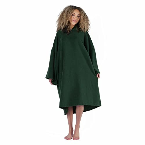 OHS Towel Poncho Adult Hooded Large Bath Swim Surf Beach Absorbent Microfiber Changing Robe for Men Boys Quick Dry, Forest Green