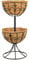 Deluxe Tiered Fountain Coco Liner Raised Metal Freestanding Planter Natural Coconut Outdoor Plant Garden Decor Basket Flowers Plants Floral Displays (Deluxe Two Tier Fountain MT2TFD)