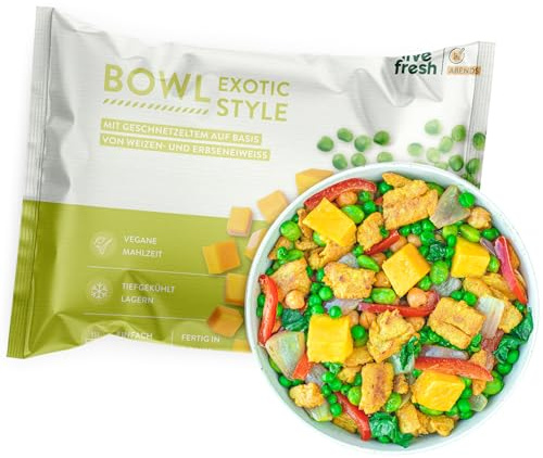 LiveFresh Exotic Style Curry | 14 x 400g vegane Diät Feriggerichte | Low Carb Lebensmittel mit 29g Protein und nur 430 kcal pro Portion | Schnell zubereitet | Schonend schockgefrostet