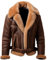 Herren B3-Bomberjacke, Lammfell-Revers, Pelz, Lederjacke, Mantel, Seitentaschen, Luftfahrt, Echtlederjacken, Braun: Echtes Leder, M