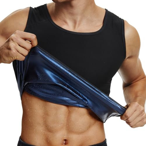 Kiiwah Gilet de Sueur de Sauna pour Hommes, Débardeur Sport Homme Transpirant Gilet de Minceur Fitness T-Shirt pour Entraînement Mise Forme, Cardio, Entrainement DEnduranc