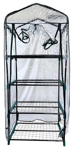 Easy Shopping® 4 Tier Mini Greenhouse Frame PVC Plastic Outdoor Garden Steel Frame Plants Seed Seedling Flower Herb Fruit Vegetable Salad Grow House Size aprox: 69cm x 49cm 155cm