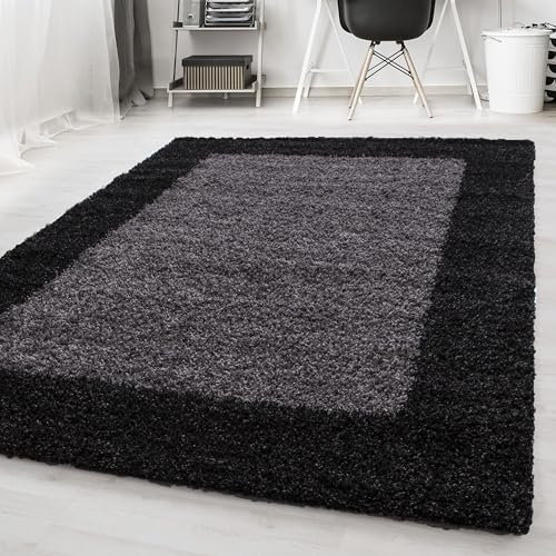 HomebyHome Shaggy Teppich Läufer Flur 80 x 150 cm - Shaggy Teppich Hochflor Anthrazit Extra Weich und Flauschig - Bettvorleger Teppiche für Schlafzimmer - Waschbarer Küchenläufer - Carpet, Halı