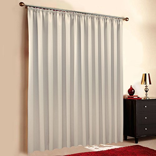 Sun World Akustikvorhang nach Maß, Schallschutzvorhang, Lärmschutzvorhang, Schallabsorber, Schallschutz, alle Größen, Kräuselband, Beige (230cm Höhe x 300cm Breite)