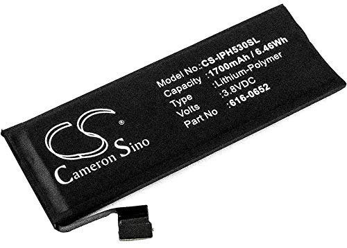 CS-IPH530SL Batterie 1700mAh compatibile con [Apple] A1234, A1457, A1516, A1518, A1528, A1529, A1530, A1533, iPhone 5s, ME341LL/A, ME342LL/A, ME344LL/A, ME345LL/A, ME347LL/A, ME348LL/A, ME349LL/A, ME
