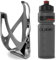 Cube HPP Cage - Matt Grey/Black & Flow Bottle - Black, 750ml / Water Drink Flask Vessel Bidon Holder Mount Bracket Kit Lightweight Plastic Drinking Hydration Biking Bike Riding Frame Accessories