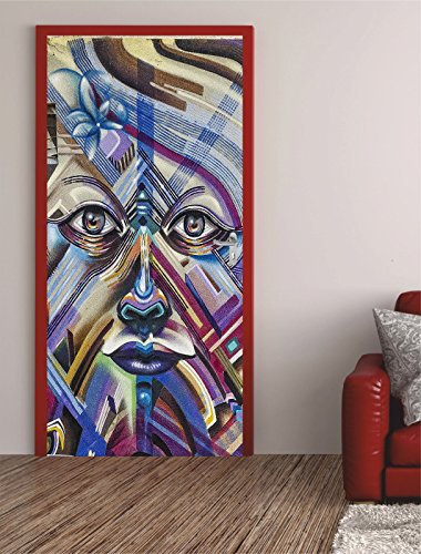 Türposter FACE 75x200cm Türfolie Türtapete Graffiti Kunst Abstrakt USA 663tp