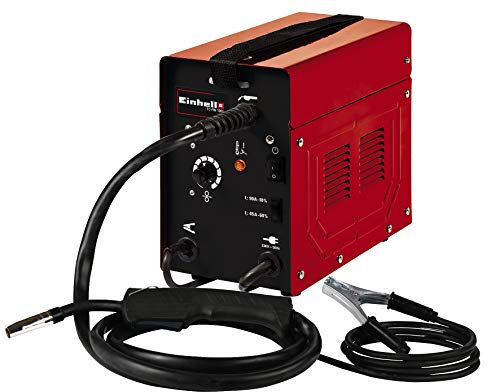 Einhell Equipo soldadura de hilo con núcleo TC-FW 100 (230V, 45-90 A, control de corriente soldadura de 2 etapas, incl. juego de mangueras, cable de tierra, martillo para escoria y pantalla de soldar)