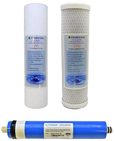 FINERFILTERS 3 Stage Drop In 50GPD Aquatic Reverse Osmosis Replacement Water Filters and Membrane
