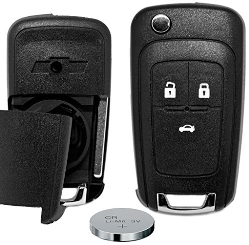 Klapp Schlüssel Gehäuse Funkschlüssel Fernbedienung 3 Tasten Autoschlüssel Rohling + Batterie für Chevrolet