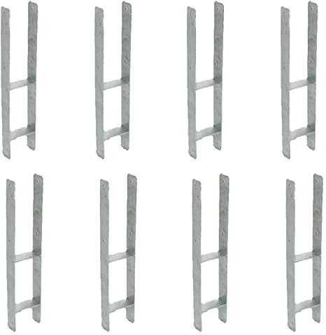 Gardopia Sparpaket: 8 x 101mm Pfostenträger H-Form Feuerverzinkt zum Einbetonieren