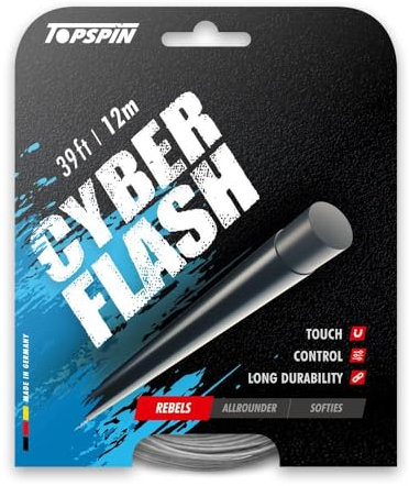 Topspin Tennissaite Cyber Flash - 12m Set 'The Classic One' Tennis-Saite für Gute Power und Spin Eigenschaften, Saitenstärke:1.25 mm