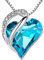 Leafael Infinity Collier coeur d'amour turquoise aqua bleu cicatrisante pierre décembre de pierre de naissance cristal bijoux cadeaux pour femmes, ton argent, 18 +2