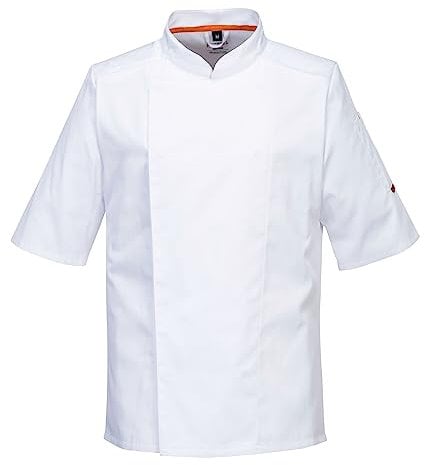 Portwest C738 Men's Mesh Air Pro Chef Jacket - Slim Fit Short Sleeve Workwear White, XX-Large