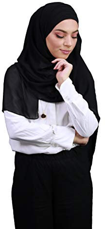 Hijab zum Einfädeln, komplett Crêpe-Chiffon, mit integrierter Mütze Gr. Einheitsgröße, Schwarz (Noir)