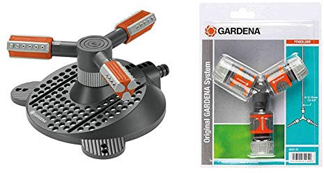 Gardena Comfort Kreisregner Mambo: Rasensprenger & Abzweig-Satz für 13 mm (1/2 Zoll)- und 15 mm (5/8 Zoll)-Wasserschläuche: Wasserdichter Abzweig-Verbinder
