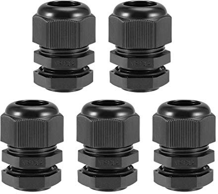 sourcing map NPT3/4 Cable Gland 12mm-18mm Wire Hole Waterproof Nylon Joint Adjustable Locknut with Washer Black 5pcs