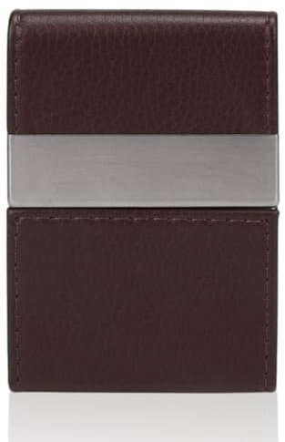 HERCHR Porta biglietti da visita, porta biglietti da visita a doppia apertura Porta biglietti da visita in pelle per biglietti da visita ID carte di credito(NERO) (CAFFÈ)