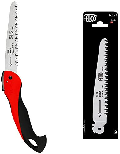 Felco F600 Folding Pull-Stroke Pruning Saw - Blade 16 cm & Replacement Pruning Saw Blade FEL600
