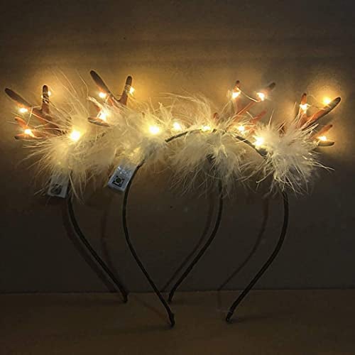 Prosy 2PCS LED Flower Light up Antlers Headbands Glowing Headband Christmas Hair Bands Party Decorative for Women and Girls (Multicolor 4)