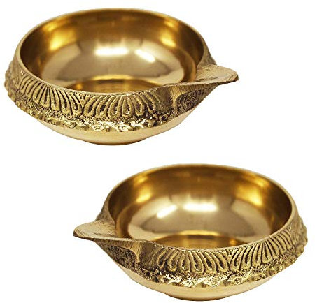 Zap Impex Traditionelle Messing-Öllampe – handgefertigte indische Festival-Dekoration Diya für Zuhause (2)
