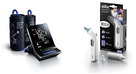 Braun ExactFit 5 Connect Smart Blood Pressure Monitor (clinically Accurate, Bluetooth, Irregular Heartbeat Detection, Easy Reading) BUA6350EU & Braun ThermoScan 3 Ear Thermometer IRT3030