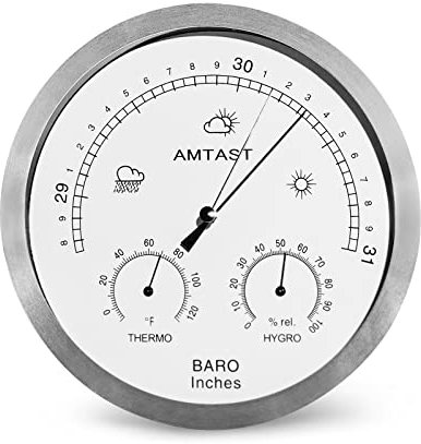 AMTAST 8.2 Diameter Dial Weather Station 3 in 1 Weather Station Combination Barometer Thermometer and Hygrometer Mechanical Barometer for Home Wall, Fishing Boat, Baby Room, Office