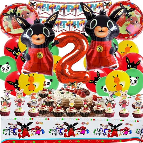 IXOKEV Palloncini Bunny Compleanno-2,Bunny Forniture Feste,Party Decorazioni,Bunny Palloncini Compleanno,Bunny Tema Set Birthday Foil Balloon,Bunny Party,Decorazione Feste