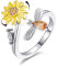 mciskin Flowers Fidgets Spinner-Ringe für Frauen, drehbarer Zirkonia, verstellbare offene Ringe, lindert Angst, Stress, Langeweile, beruhigende Sorgen, Meditationsringe, Spinner-Fidget-Ring