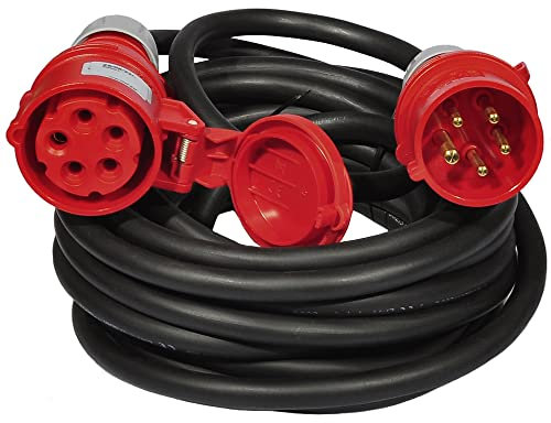CEE Starkstromkabel 32A 400V 5x4mm² Gummi H07RN-F mit Stecker und Kupplung IP44 Verlängerungskabel 5m / 10m / 15m / 20m / 25m / 30m / 40m / 50m (Lange: 30 Meter)