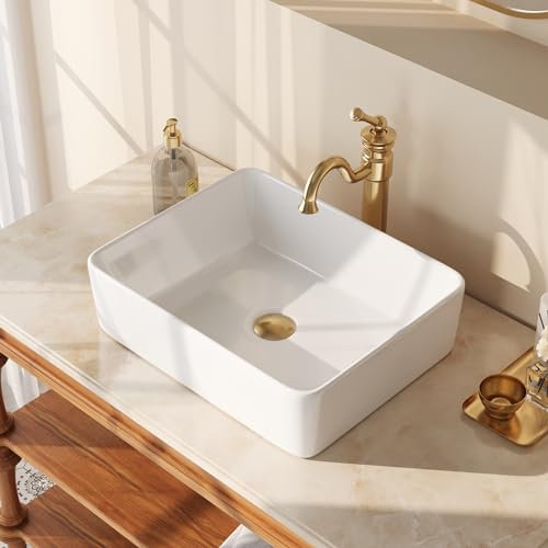 DeerValley DV-1V031 Lavabo rectangulaire en céramique blanc au-dessus du comptoir salle de bains