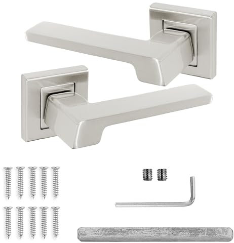 Decoranddecor Spectra Chrome Internal Door Handles – Aluminium Silver Handle Sets – Sleek and Durable Design for Wooden Interior Doors, Perfect for Bedrooms, Bathrooms, and Living Spaces