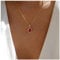 Dervivea Vintage Halo Ruby Necklace Choker Red Crystal Pendant Necklace Oval Ruby Necklace Minimalist Gold Ruby Collar Necklace Jewelry for Women and Girls