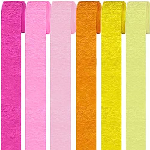 6 Rollen Bunt Krepppapier,Regenbogen kreppbänder Hintergrund Luftschlangen Papier Rainbow Crepe Paper Bastelkrepp für Party Dekoration und Handarbeiten Papierkunst 6 Farben (Set 4)