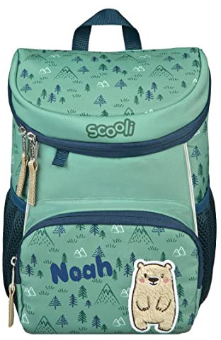 minimutz Mini-Me Kindergartenrucksack mit Name | personalisierter Kinder-Rucksack Bär im Wald 3-6 Jahre | Rucksack Mädchen Jungen gepolsterte Schultergurte mit Brustgurt (Bobby Bear)
