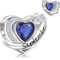 Symretie Charms Geburtsstein Anhänger September für Frauen aus 925er Sterlingsilber, Liebesherz-Anhänger mit Geburtsstein, Geburtstagsgeschenke mit DIY-Accessoire, dunkelblau, CHARM