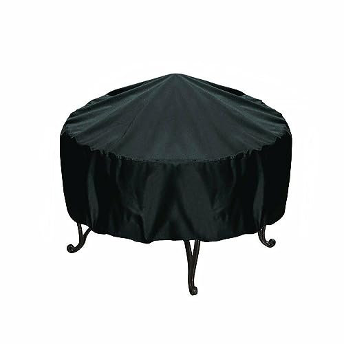 DASJD Abdeckung für Feuerschale, Feuerstelle Abdeckung Runde, Reißfest, Winddicht, UV-Beständiges Hochleistungs Wasserdichte Barbecue Abdeckung, 210D Oxford-Gewebe mit Kordelzug,76*30cm/29.9*11.8 in