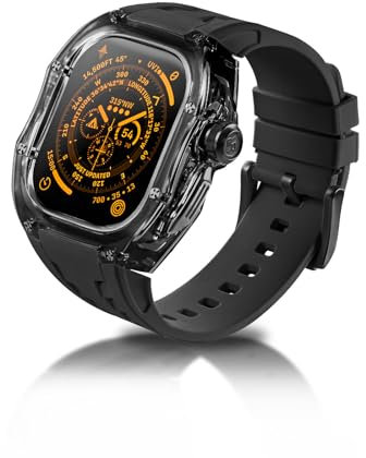 RYUEUYA Rugged Durchsichtige Schutzhülle mit Armband mit Apple Watch Serie Ultra 2/1 49mm, Gehäuse Robust Hülle für die iWatch, B-BR