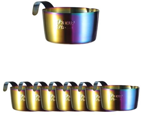 Stainless Steel Small Sauce Dishes Dipping Bowls Seasoning Individual Round Condiments Cups Ramekins Dip Serving Sushi Cereal Salad Appetizer Bowls Rainbow 2.8 oz