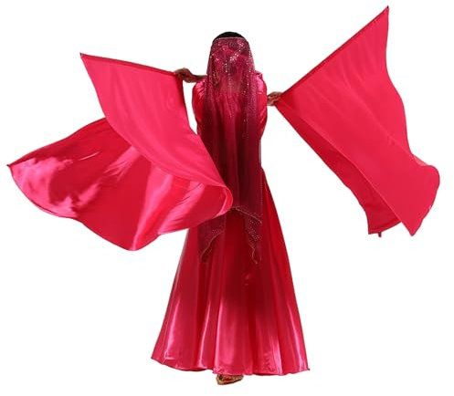 MUNAFIE Anbetungsfahnen 2 stück Lobpreis Tanz Fahnen fächerförmig flaggen mit teleskopstab fahnenstange für Tanzaufführung Kirche Dunkelpink