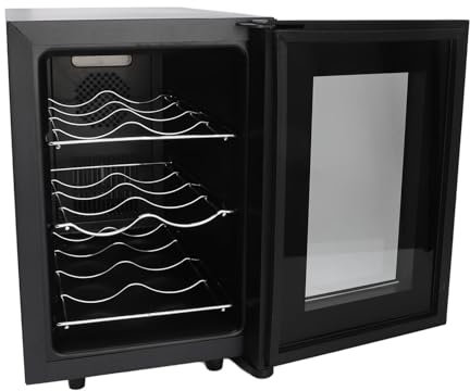 Depisuta Cantinetta Frigo per Vino da 6 Bottiglie, Frigo per Vino con Display LED, Controllo della Temperatura 12°C‑15°C e Barra sulla Porta in Vetro Trasparente, Cantina