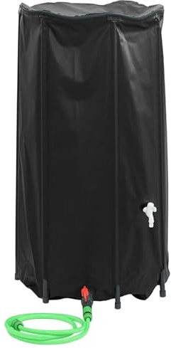 CLALER 1000 Liter Faltbar Regentonne mit Deckel und Wasserhahn, Tragbarer Wasserauffangbehälter Regenwassersammler Wassertank, PVC Regenwassertank Regenfass mit Hahn für Garten und Camping, Schwarz