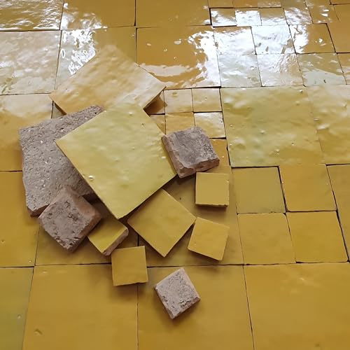 0,1m² marokkanische Zellige Fliesen - Wandfliesen fugenlos (gelb)