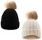 Beanie-Mützen für Damen, 2 Stück, weiche Wintermützen für Damen, abnehmbare Bommelmütze, Bommelmütze mit Teddy-Fleece gefüttert, Geschenk für Weihnachten, Outdoor-Sport, Radfahren, Skimütze, Mädchen,