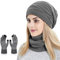 KIRAAT Damen Slouchy Beanie Schal Handschuhe Set für Mädchen Warme Strick Winter Ski Hut mit Fleece gefüttert (grau)