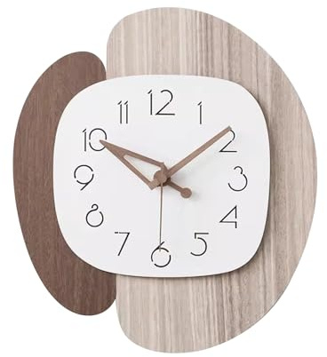 Ergocar - Wanduhr, Modern, 38 cm x 35 cm, Nachahmung Holznudel, Batteriebetrieben, Stumme Wanduhr, Geeignet Für Wohnzimmer, Schlafzimmer
