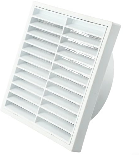 Puupaa 100-150mm Plastic Louvred Wall Vent Grille,White Ceiling Extractor Fan Bathroom Cover for Internal,External Use(150mm)